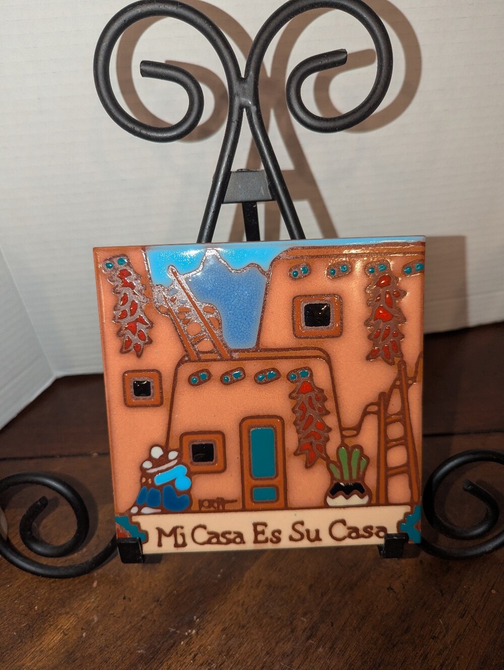 Vintage Earthtones Ceramic Trivet Southwestern Mi Casa Decorative Tile